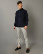 Mens Regular fit Solid Dark Blue Casual Shirt