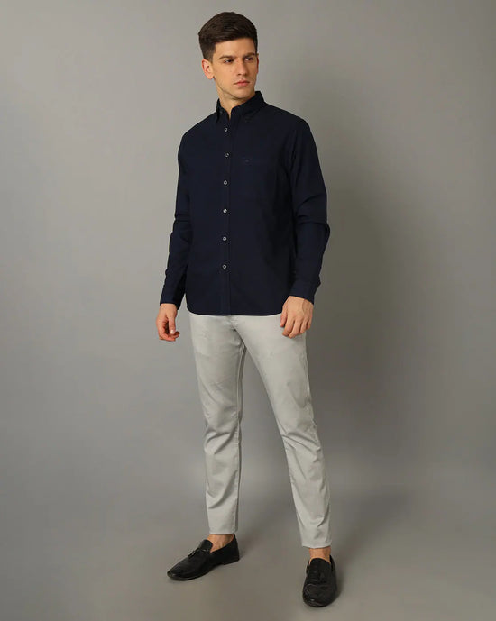 Mens Regular fit Solid Dark Blue Casual Shirt