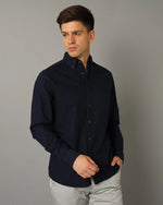 Mens Regular fit Solid Dark Blue Casual Shirt