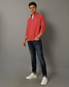 Mens Regular fit Solid Pink Casual Shirt