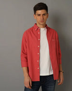 Mens Regular fit Solid Pink Casual Shirt