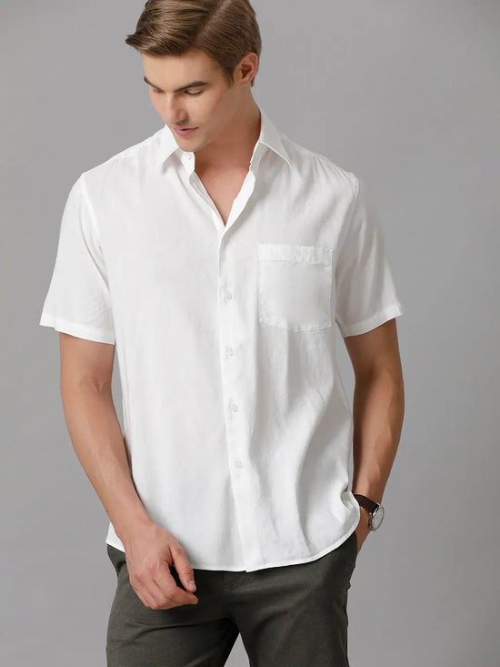 Men Solid Casual White Shirt