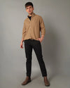 Mens Regular fit Solid Beige Casual Shirt