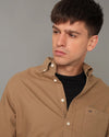 Mens Regular fit Solid Beige Casual Shirt