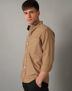 Mens Regular fit Solid Beige Casual Shirt