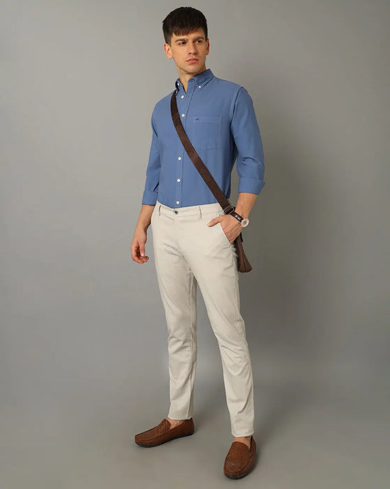 Mens Regular fit Solid Blue Casual Shirt