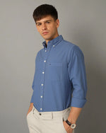 Mens Regular fit Solid Blue Casual Shirt