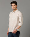 Mens Regular Fit Solid Brown Casual Linen Shirt