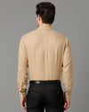 Mens Regular Fit Solid Beige Casual Linen Shirt-LEYTO- S