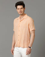 Mens Regular Fit Solid Orange Casual Linen Shirt-LACH-S