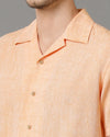 Mens Regular Fit Solid Orange Casual Linen Shirt-LACH-S