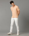 Mens Regular Fit Solid Orange Casual Linen Shirt-LACH-S