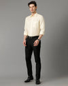 Mens Regular Fit Solid Yellow Casual Linen Shirt