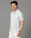 Mens Regular Fit Solid Green Casual Linen Shirt-LERRY- S