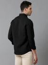 Mens Regular Fit Solid Black Casual Linen Shirt-LEGEN-S