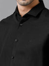 Mens Regular Fit Solid Black Casual Linen Shirt-LEGEN-S