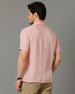 Mens Regular Fit Solid Red Casual Linen Shirt