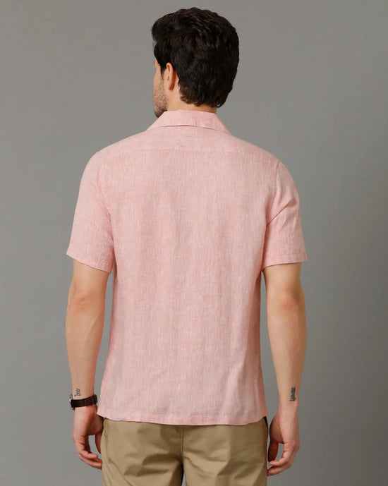 Mens Regular Fit Solid Red Casual Linen Shirt