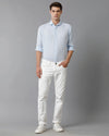 Mens Regular Fit Solid Blue Casual Linen Shirt-LEWIS-S