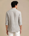 Mens Regular Fit Grey Green/Whiet Stripe Casual Linen Shirt