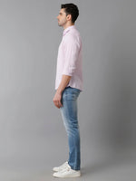 Mens Regular Fit Solid Lavender Casual Linen Shirt-LARRY-S