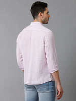 Mens Regular Fit Solid Lavender Casual Linen Shirt-LARRY-S