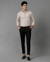 Mens Slim Fit Vertical Brown/Brown A/W Linen Blend Shirt