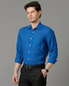 Mens Regular Fit Solid Blue Casual Linen Shirt-LAITH- S