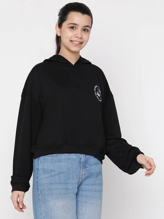 Lil Tomatoes Girls Light Weight Cotton Looper Sweatshirt-GGSWT-W23-1219_BLACK_30