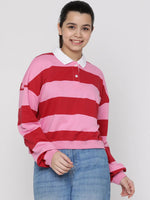 Lil Tomatoes Girls Light Weight Cotton Looper Sweatshirt-GGSWT-W23-1303_CRANBERRY_30