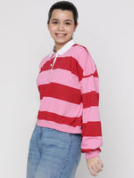 Lil Tomatoes Girls Light Weight Cotton Looper Sweatshirt-GGSWT-W23-1303_CRANBERRY_30