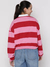 Lil Tomatoes Girls Light Weight Cotton Looper Sweatshirt-GGSWT-W23-1303_CRANBERRY_30