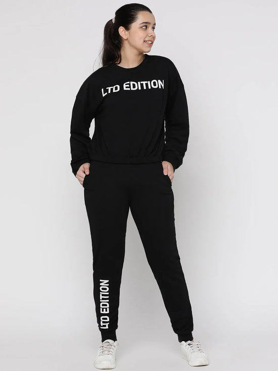 Lil Tomatoes Girls Black Edition Weight Cotton Looper Track Suits