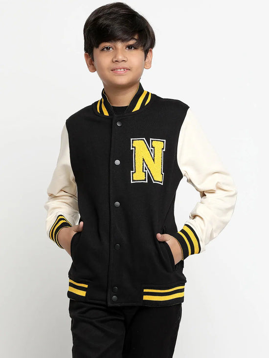 Lil Tomatoes Boys Heavy Weight Cotton Fleece Jacket-GBJKT-W23-1250_BLACK_30