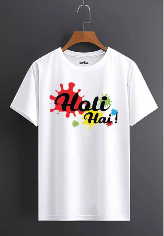 Holi White Printed Round Neck T-shirt