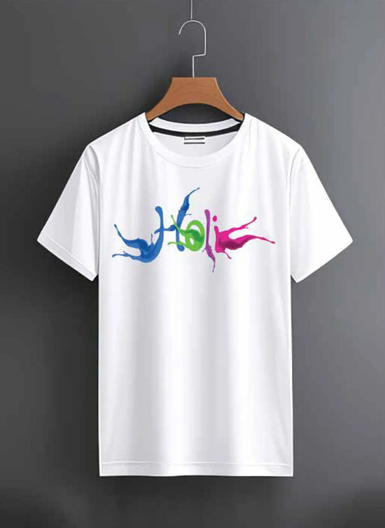 Assorted White Printed Round Neck T-shirt