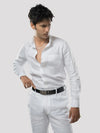 Classic White Full Sleeves Slim Fit 100% Hemp Men's Shirt