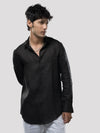 Black Full Sleeves Relaxed Fit 100% Hemp Men's Shirt