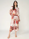 Abstract Printed Peplum Top With Matching Pant Set