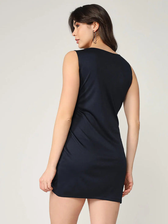 Solid Side Drawstring Dress