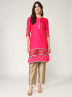 Straight Fit Kurta With Lace Details And Sheer Hemline