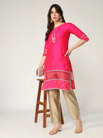 Straight Fit Kurta With Lace Details And Sheer Hemline