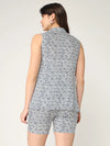 Fusion Allover Printed Sleeveless Shrug With Short Pant Set