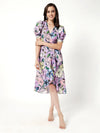 Floral Digital Printed High-Low Midi Dress