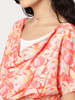 Beautiful Crafted Digital Printed Cowl neck Dress