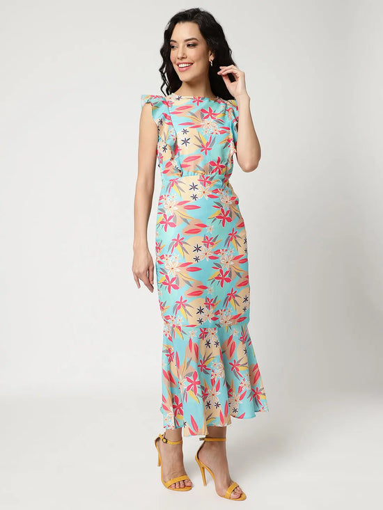 Digital Printed Fish-Cut Dress