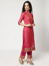 Festive Lace Placket Kurta With Straight Pant And Matching Dupatta Set