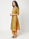 Festive Yoke Kurta With Straight Pant And Matching Dupatta Set