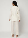 Off White Solid Blazer With Matching Pant Set