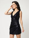 Blingy Overlap Style Sequin Dress